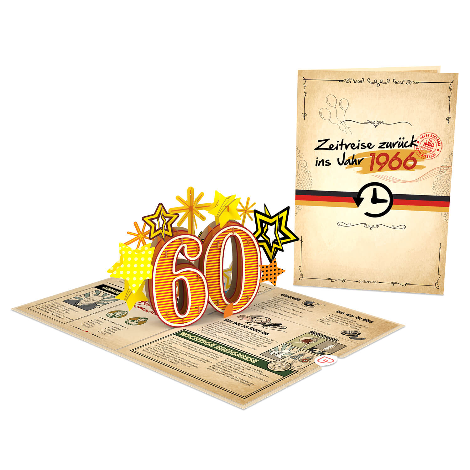 Zurück ins Jahr 1966 Pop-Up Karte
