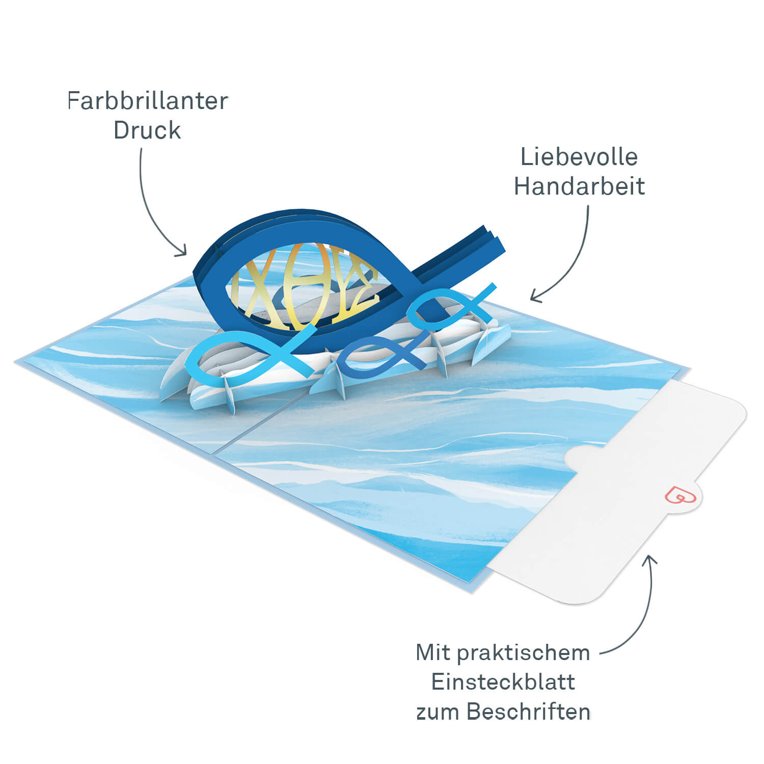 Christlicher Fisch (Kommunion) Pop-Up Karte