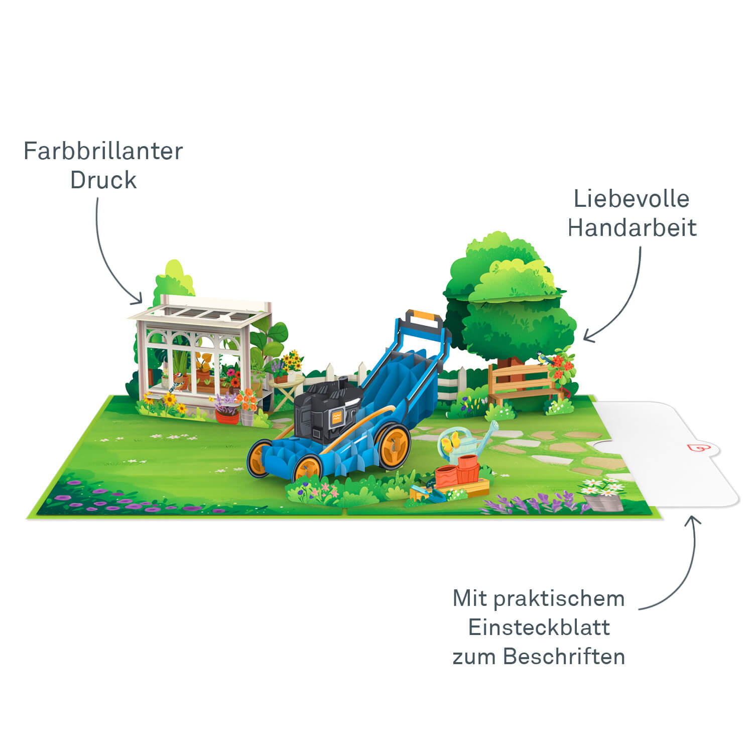 Rasenmäher Pop-Up Karte