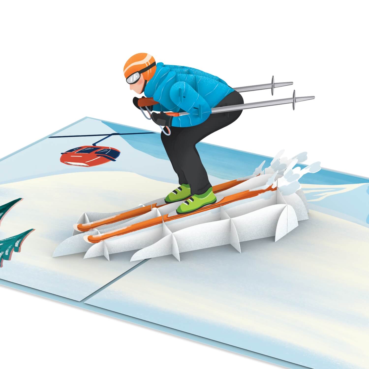 Skifahrer Pop-Up Karte