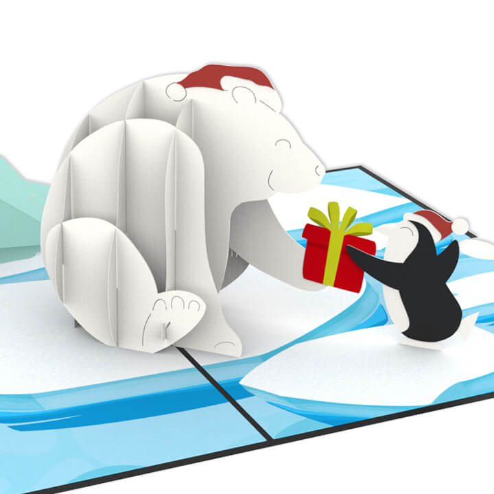 Pinguin-Zug Pop-Up Valentinstagskarte – 3D Karte Mit Überraschungseffekt & Umschlag