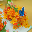 Bunte Gänseblümchen mit Schmetterling Pop-Up Karte