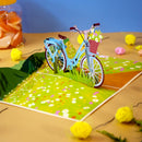 Fahrrad mit Blumen Pop-Up Karte