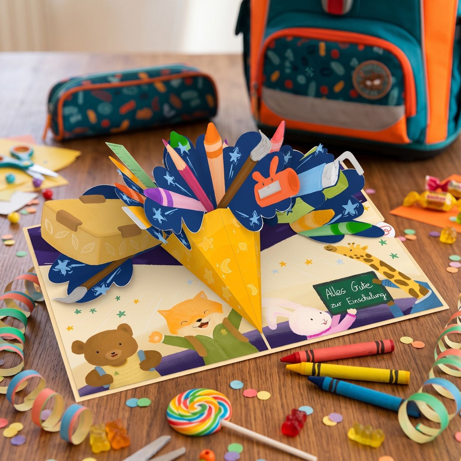 Schultüte Pop-Up Karte