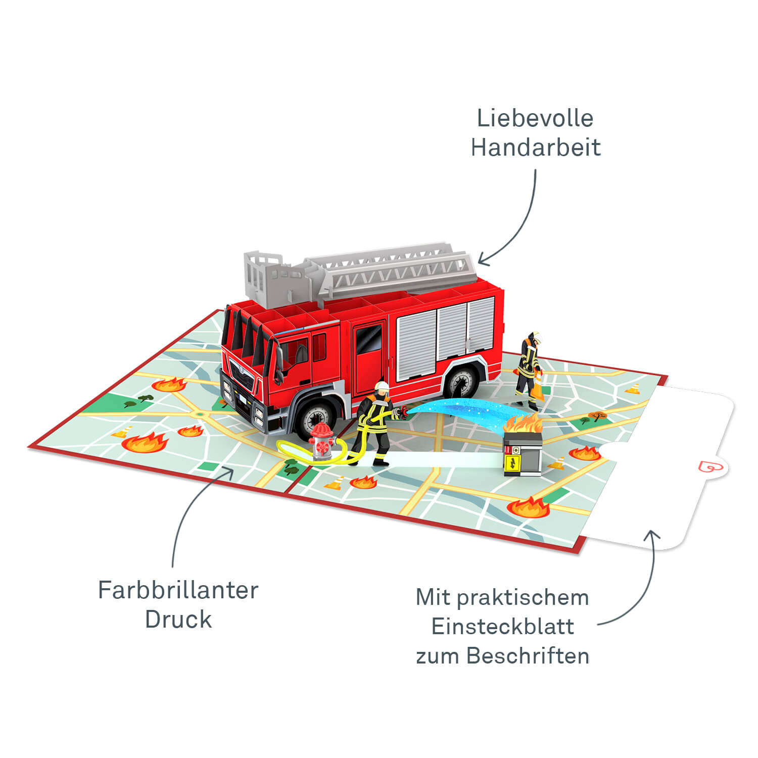 Feuerwehrauto Pop-Up Karte