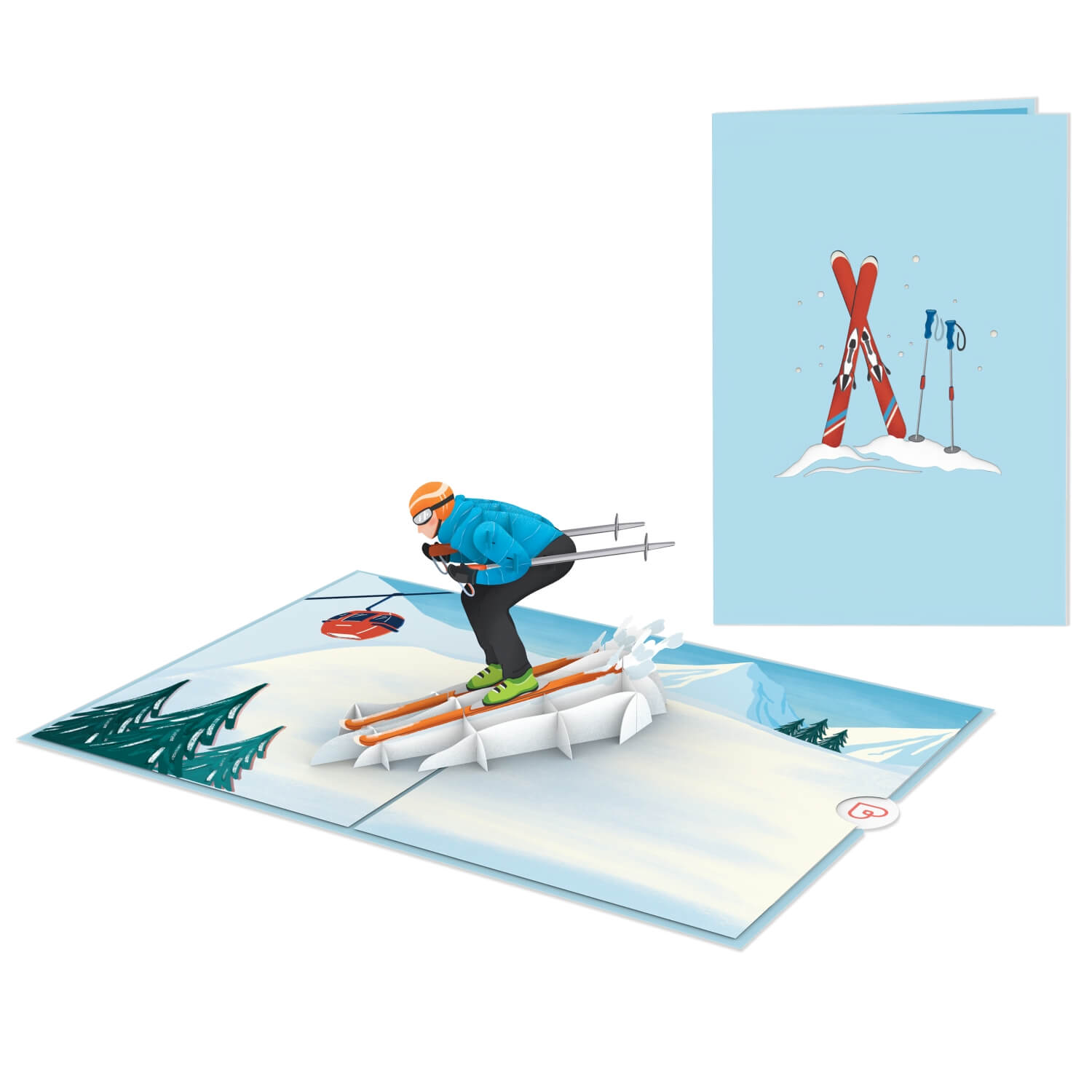 Skifahrer Pop-Up Karte
