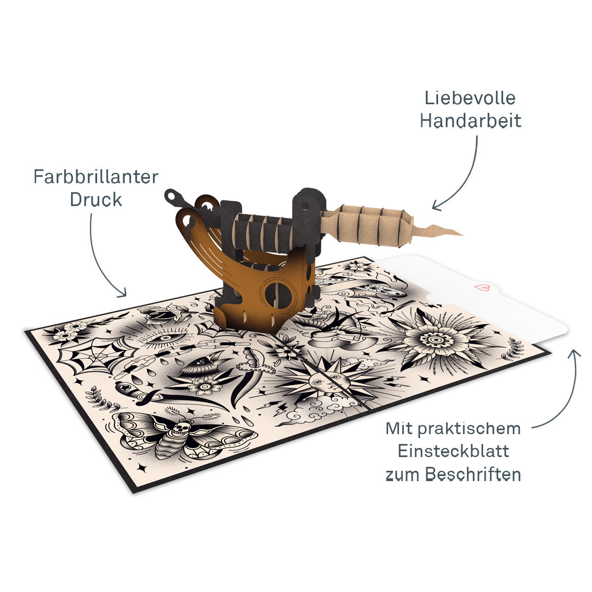 Tattoomaschine Pop-Up Karte