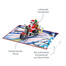 Weihnachtsmann auf Motorrad Pop-Up Karte