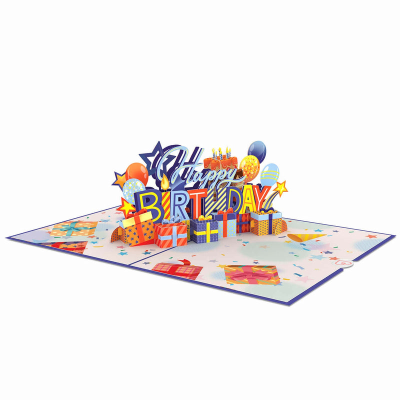 Happy Birthday (Blau) Pop-Up Karte