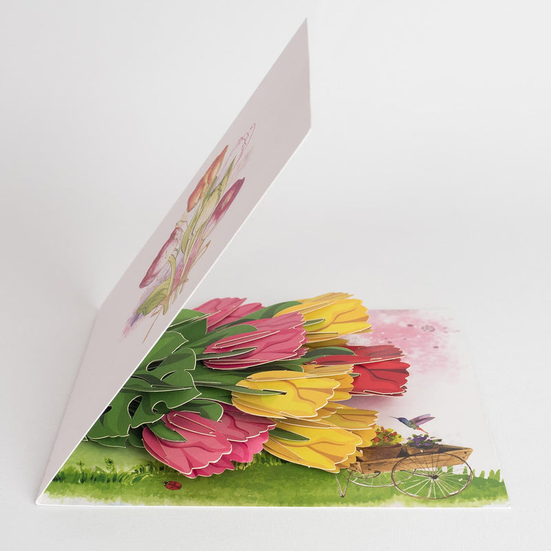 Bunte Tulpen Pop-Up Karte