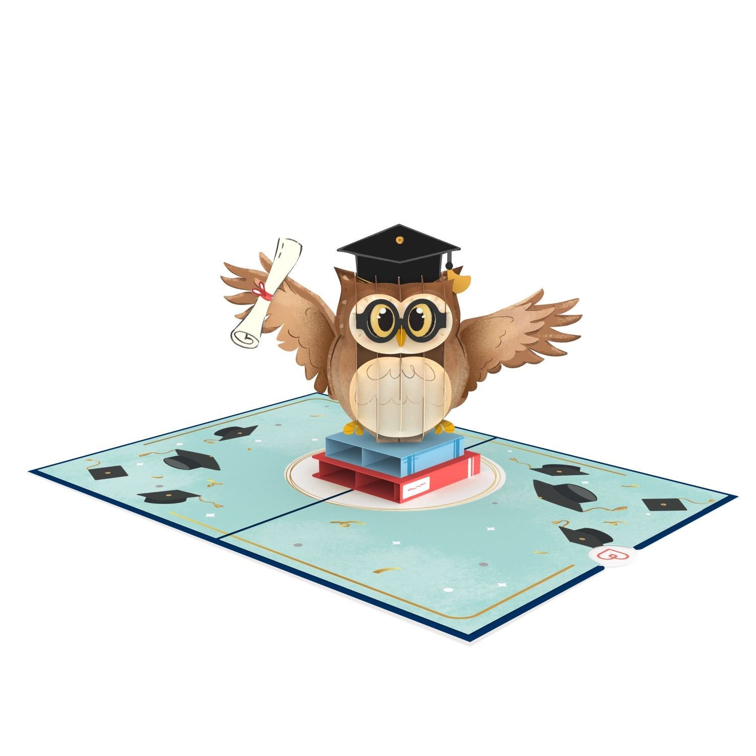 Eule mit Doktorhut Pop-Up Karte