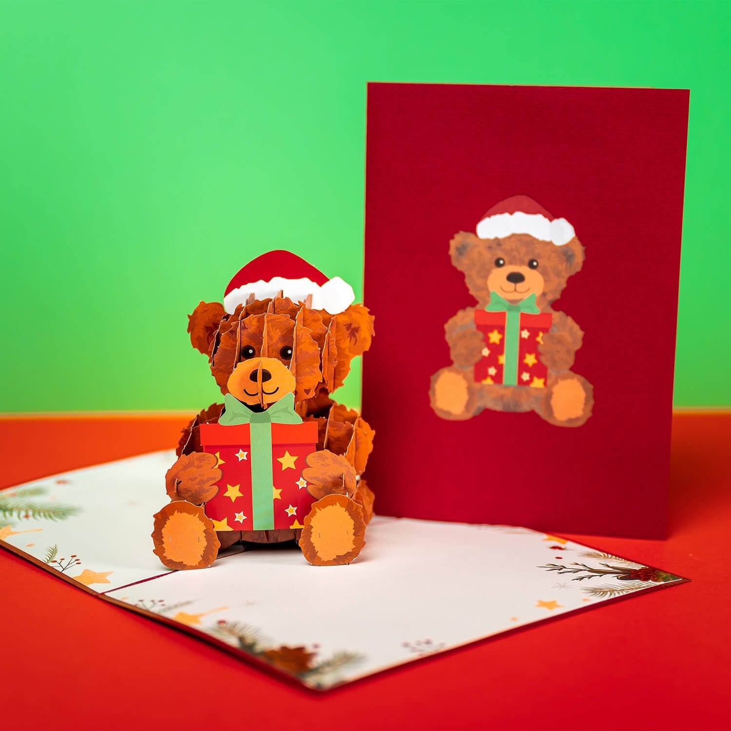 Weihnachtsteddy Pop-Up Karte