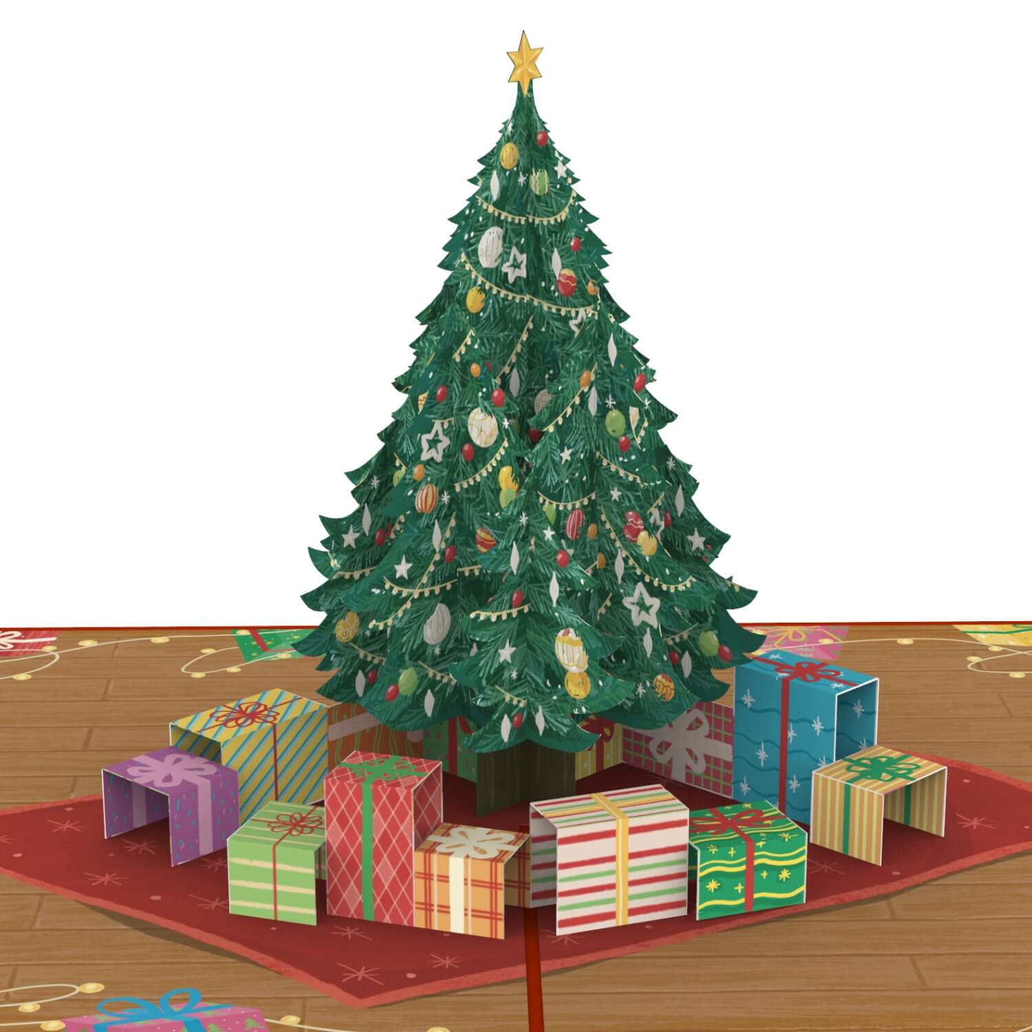 Weihnachtsbaum mit Geschenken Pop-Up Karte